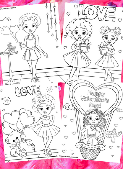 Valentine's Day Coloring Book for Black Girls (Instant Download)